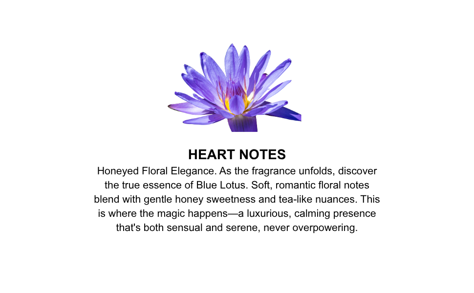 Blue lotus flower with descriptive text on a white background