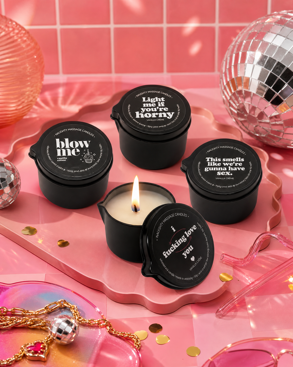 Mini candles with diferent saying on them
