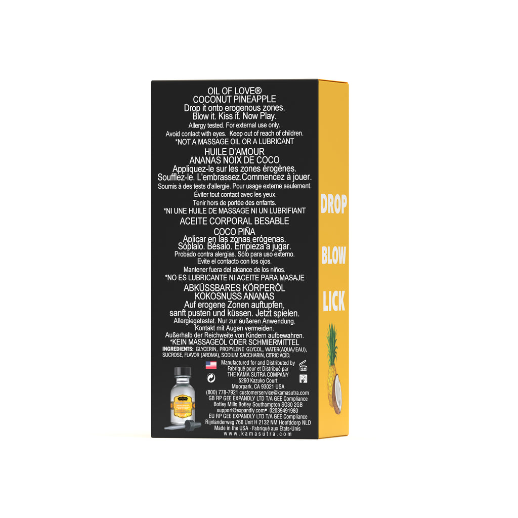 Product backside of packaging with text and a pineapple icon on a white background