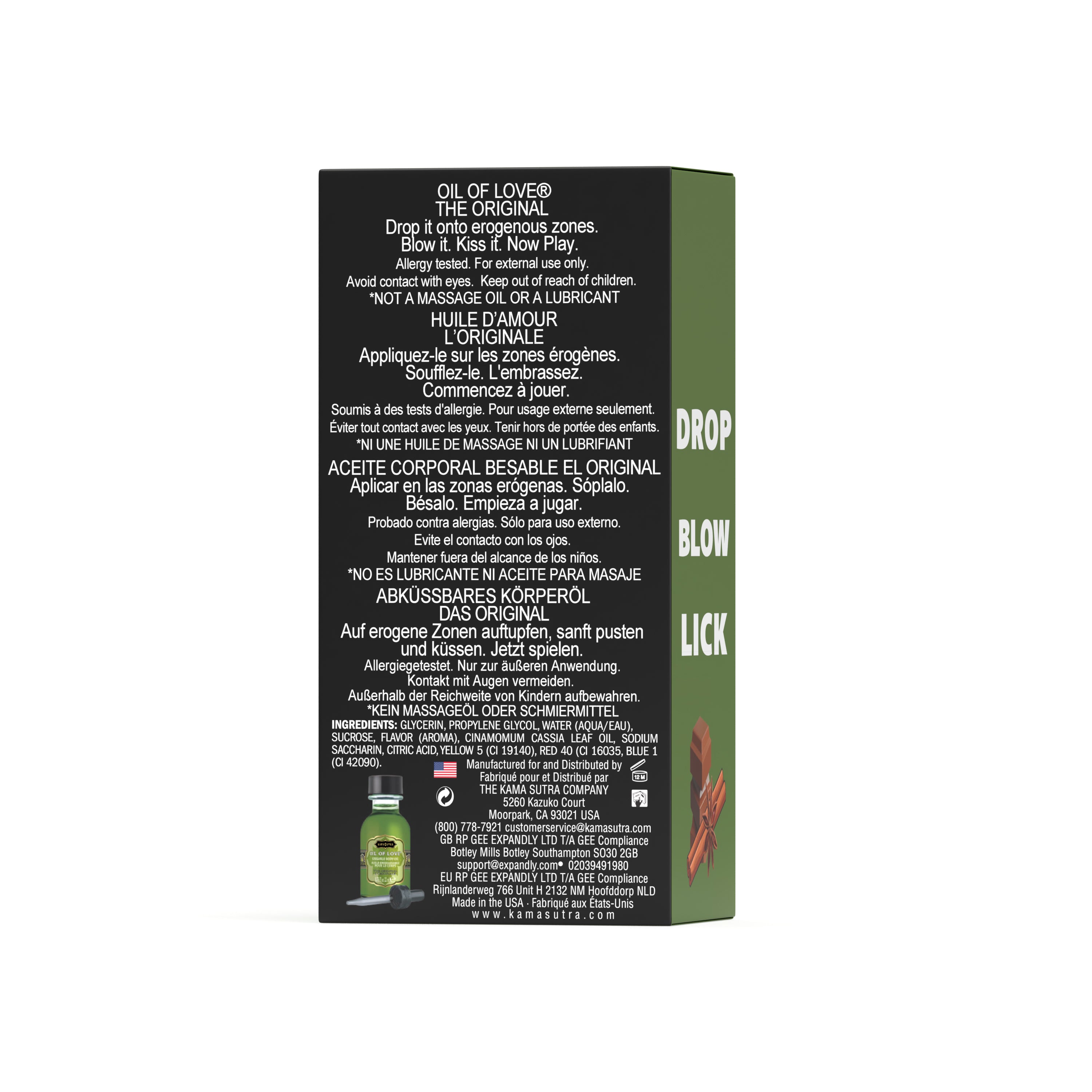 backside of Product packaging with text and branding on a white background