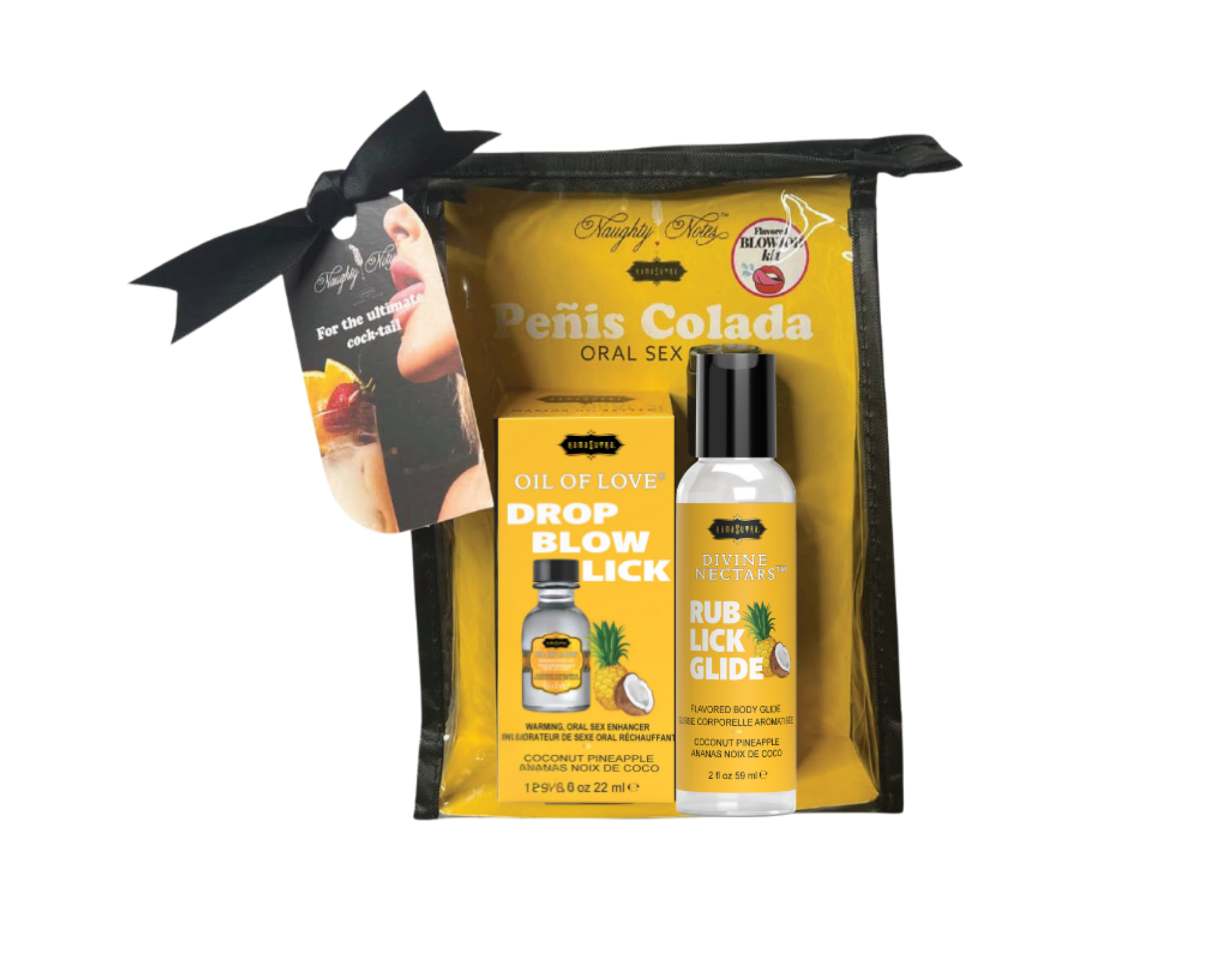 Product set with 'Penis Colada' branding on a white background