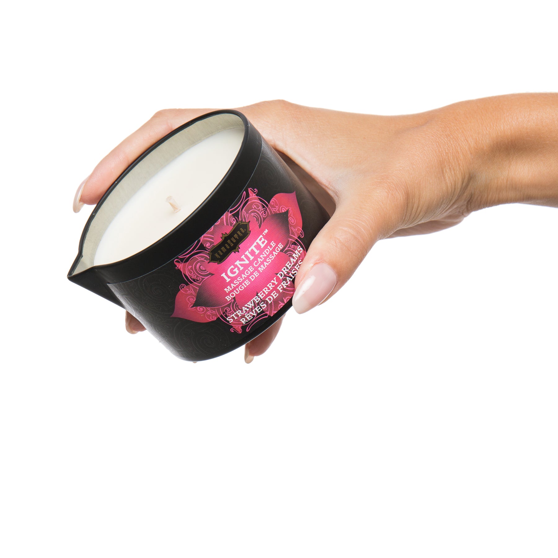 Strawberry  dreams massage candle in pour spout tin- The Kama Sutra Company
