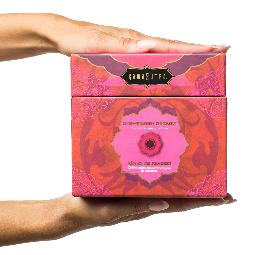 Gift box Strawberry dreams Treasure Trove in models hand- The Kama Sutra Company