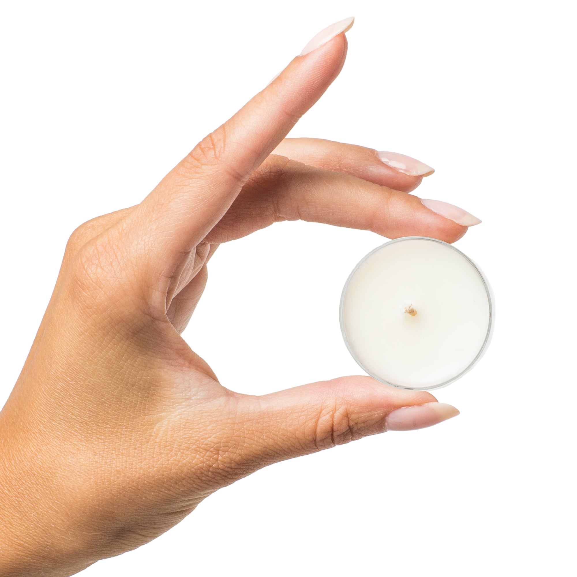 photo of tealight candle in models hand