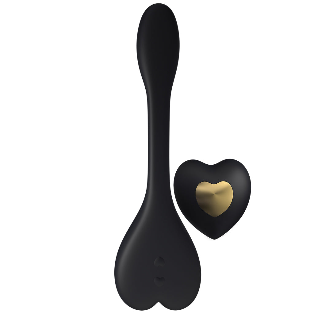 Natya  couples toy in black color. heart shaped remote and flexible toy - The Kama Sutra 